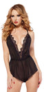 Aria's Closet Siyah Dantel İşlemeli Tül Fantezi Babydoll Siyah S/M