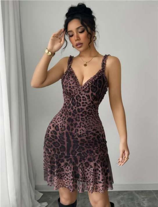 Aria's Closet Timsah Desenli Askılı Mini Club Elbisesi Siyah M
