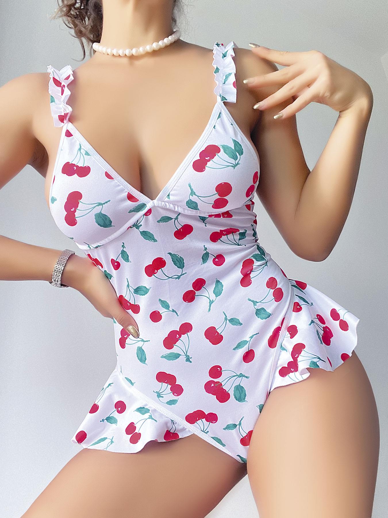 Aria's Closet Vişne Desenli Fantezi Body