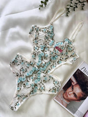 Aria's Closet Yeşil Çiçek Büyük Desenli Bodysuit Yeşil 75B