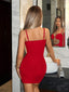 Aria's Closet Zincir Detaylı Göğüs Dekolteli Kırmızı Mini Club Elbisesi