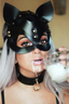 Aria's Closet Kedi Kulak Maske ve Tasma İkili Set Siyah XS