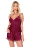 Aria's Closet Bordo Saten Babydoll Şort Takımı BORDO S
