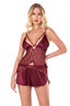 Aria's Closet Bordo Saten Babydoll Şort Takımı BORDO S