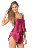 Aria's Closet Bordo Saten Babydoll Şort Takımı BORDO S