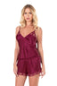 Aria's Closet Bordo Saten Babydoll Şort Takımı