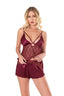 Aria's Closet Bordo Saten Babydoll Şort Takımı