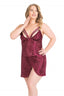 Aria's Closet Büyük Beden Bordo Kısa Jakarlı Gecelik BORDO 2XL