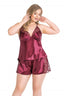 Aria's Closet Büyük Beden Bordo Saten Babydoll Şort TakımI BORDO 2XL