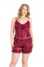 Aria's Closet Büyük Beden Bordo Saten Babydoll Şort Takımı BORDO 2XL