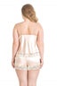 Aria's Closet Büyük Beden Fildişi Saten Babydoll Şort Takımı