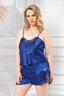 Aria's Closet Büyük Beden Saks Saten Babydoll Şort Takımı SAKS 2XL