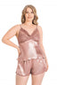 Aria's Closet Büyük Beden Vizon Saten Babydoll Şort Takımı VİZON 2XL