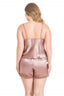 Aria's Closet Büyük Beden Vizon Saten Babydoll Şort Takımı
