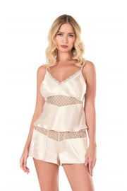 Aria's Closet Fildişi Saten Babydoll Şort Takımı FİL DİŞİ S