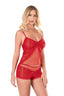 Aria's Closet Kırmızı Jakarlı Babydoll Şort Takımı