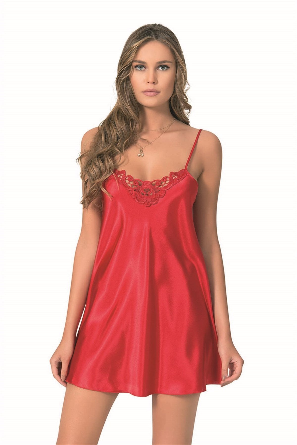 Aria's Closet Kırmızı Kısa Saten Gecelik KIRMIZI S