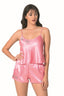 Aria's Closet Koyu Pembe Saten Babydoll Şort Takımı K.PEMBE S