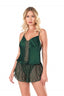 Aria's Closet Koyu Yeşil Saten Babydoll Şort Takımı K.YEŞİL S