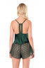 Aria's Closet Koyu Yeşil Saten Babydoll Şort Takımı