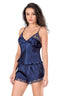 Aria's Closet Lacivert Saten Babydoll Şort Takımı