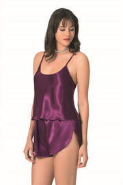 Aria's Closet Mor Saten Babydoll Şort Takımı MOR S