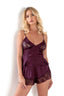 Aria's Closet Mürdüm Saten Babydoll Şort Takımı