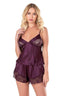 Aria's Closet Mürdüm Saten Babydoll Şort Takımı