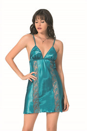 Aria's Closet Petrol Kısa Saten Gecelik PETROL S