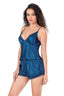 Aria's Closet Petrol Mavi Saten Babydoll Şort Takımı PETROL S