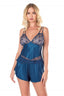 Aria's Closet Petrol Mavisi Saten Babydoll Şort Takımı PETROL S