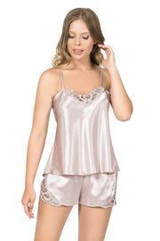 Aria's Closet Pudra Saten Babydoll Şort Takımı PUDRA S