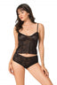 Aria's Closet Siyah Jakarlı Babydoll Şort Takımı SİYAH S