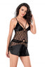Aria's Closet Siyah Saten Babydoll Şort Takımı