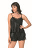 Aria's Closet Siyah Saten Babydoll Şort Takımı SİYAH S