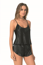 Aria's Closet Siyah Saten Babydoll Şort Takımı SİYAH S