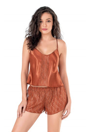 Aria's Closet Tarçın Saten Babydoll Şort Takımı TARÇIN S