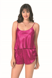 Aria's Closet Vişne Saten Babydoll Şort Takımı VİŞNE S