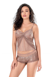 Aria's Closet Vizon Jakarlı Babydoll Şort Takımı VİZON S