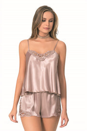Aria's Closet Vizon Saten Babydoll Şort Takımı VİZON S